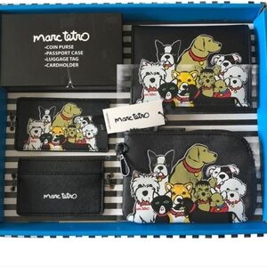 Marc Tetro Dog Print Set Coin, Passport Case, Luggage, Cardholder Gift Box New